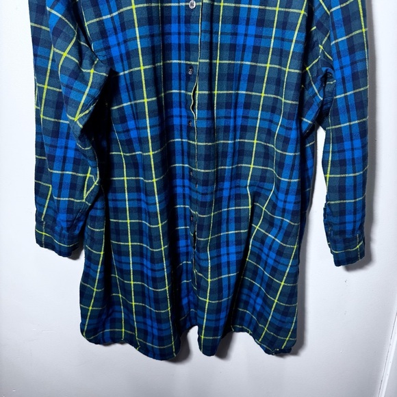 Joe Fresh Green Plaid Button Down Tunic Top Size 3x 100% Cotton - Picture 4 of 8